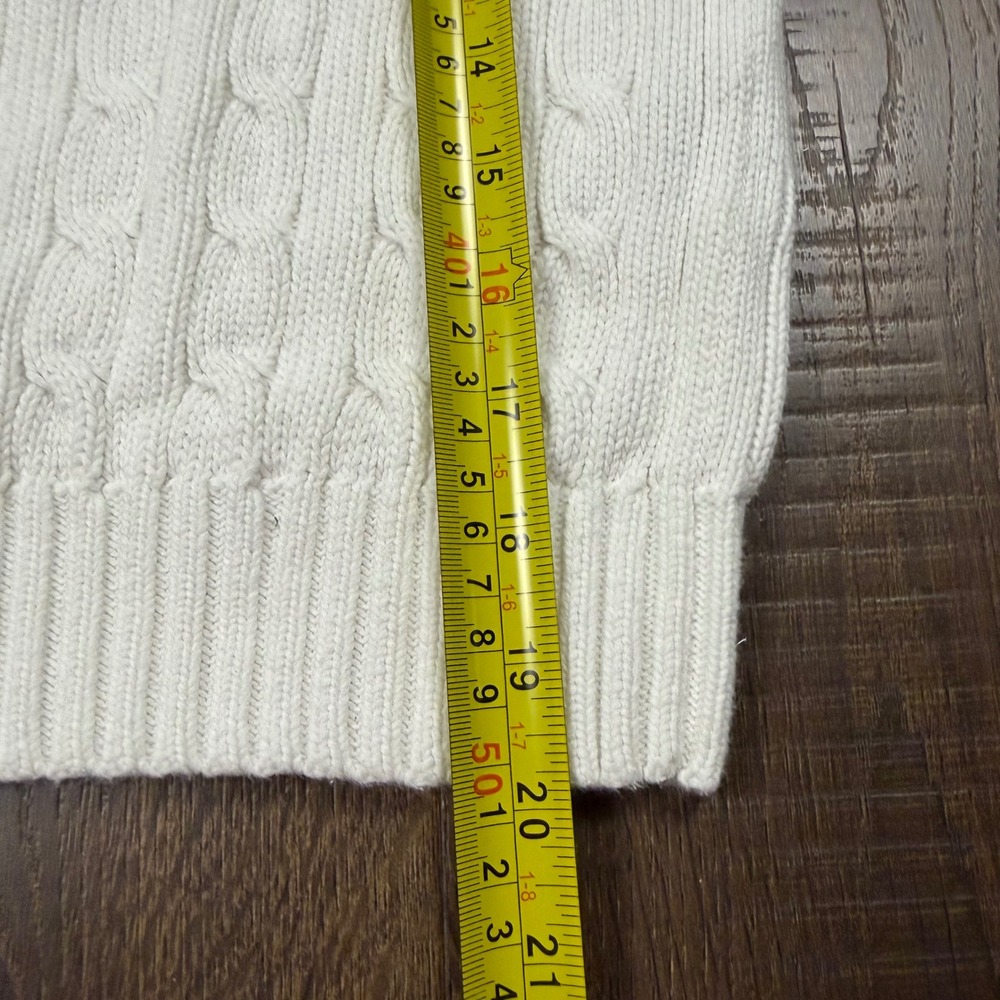 Vintage Polo Ralph Lauren Women's M Cable Knit Sweater Cream Ivory Cotton Preppy - Picture 8 of 10